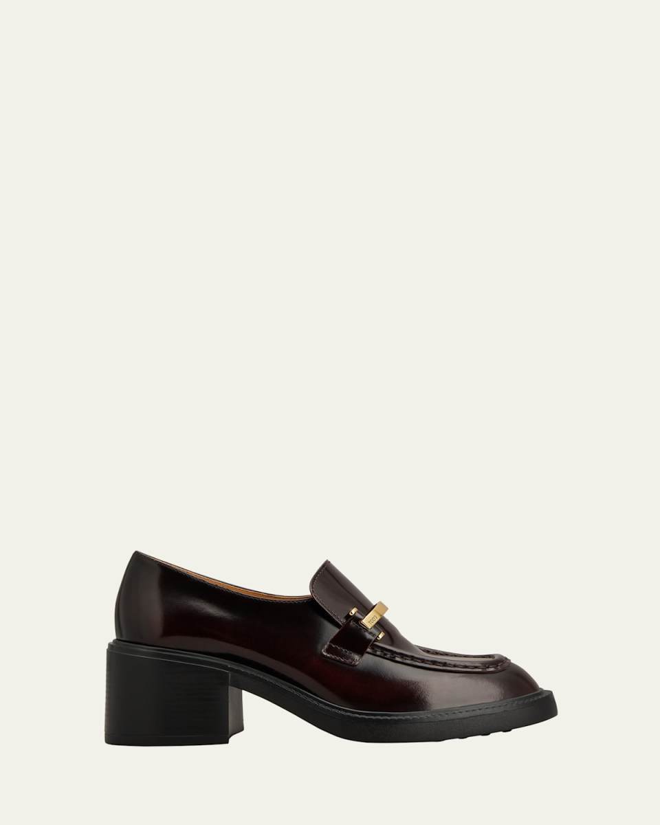Gomma Leather Block-Heel Loafers